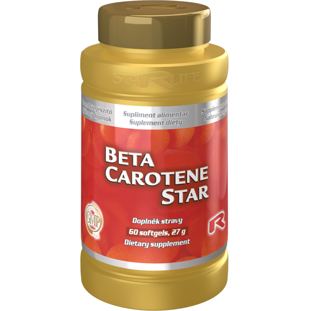 BETA CAROTENE STAR, 60 softgel kapslí pro zdravé opálení a pleť.