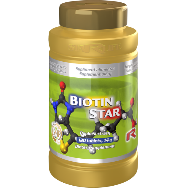 BIOTIN STAR, 120 tablet – vitamín pro zdravé vlasy, nehty a pokožku.