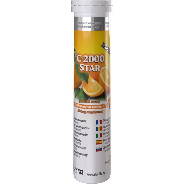 C 2000 STAR, 15 tablet – extra silná dávka vitamínu C pro organismus.