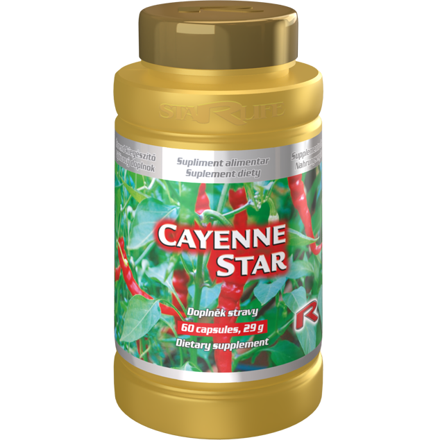 CAYENNE STAR, 60 kapslí – extrakt z pepře pro podporu metabolismu.