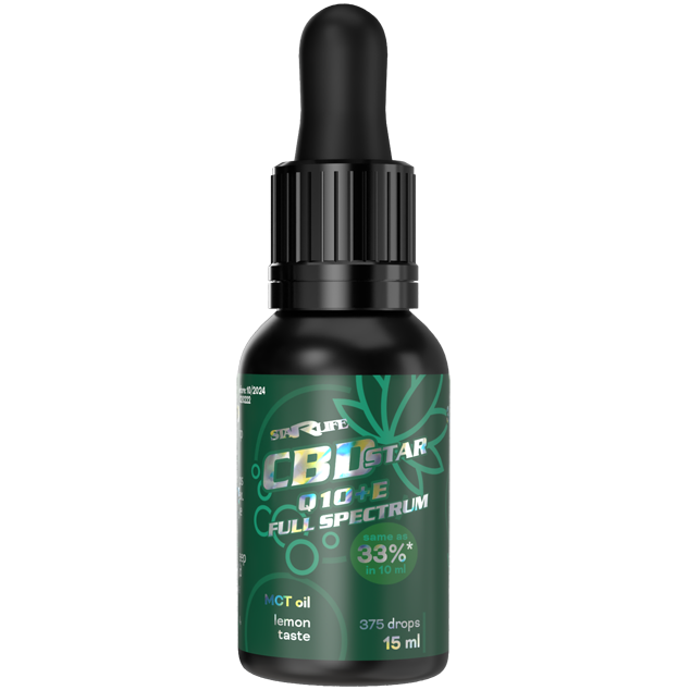 CBD STAR Q10+E, 33%, 15 ml – prémiový CBD olej s koenzymem Q10.
