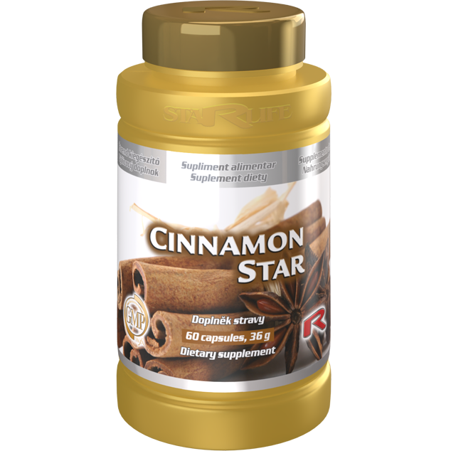 CINNAMON STAR, 60 kapslí – skořice pro zdravou hladinu cukru v krvi.
