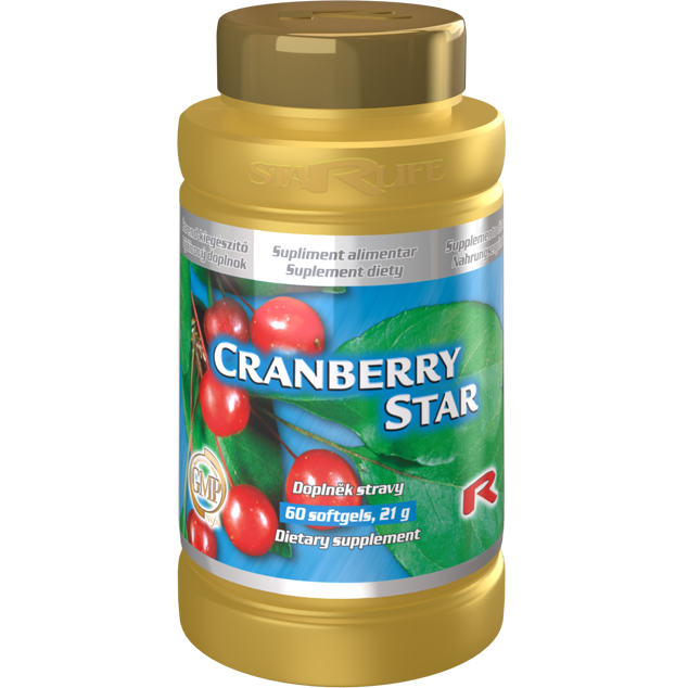 CRANBERRY STAR, 60 softgel kapslí – extrakt z brusinek pro močové cesty.
