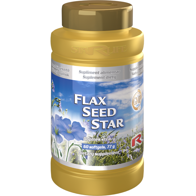 FLAX SEED STAR, 60 kapslí – lněný olej jako zdroj omega-3 mastných kyselin.