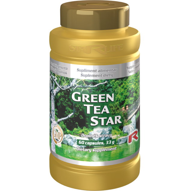 GREEN TEA STAR, 60 kapslí – extrakt ze zeleného čaje pro povzbuzení a spalování.