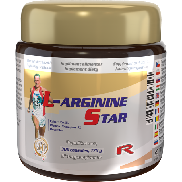 L-ARGININE STAR, 300 kapslí – výhodné balení aminokyseliny pro prokrvení a svaly.