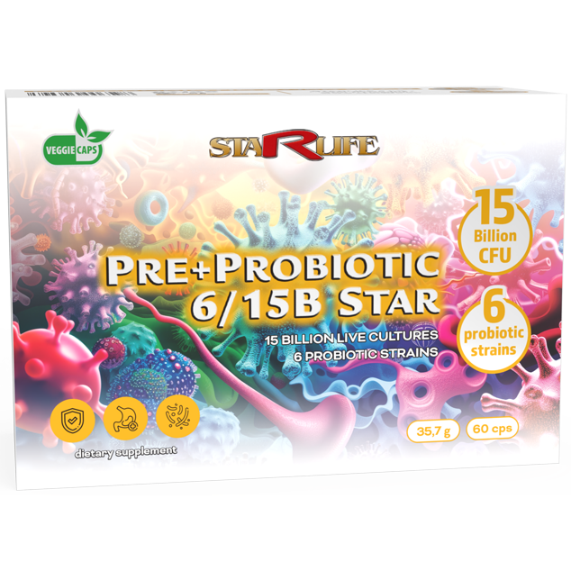 PRE+PROBIOTIC 6/15B STAR, 60 kapslí – probiotika a prebiotika pro trávení.