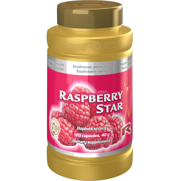 RASPBERRY STAR, 120 kapslí – malinový extrakt pro podporu metabolismu a hubnutí.