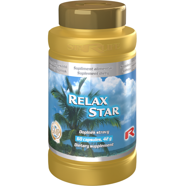 RELAX STAR, 60 kapslí – bylinná směs pro uvolnění, klidný spánek a proti stresu.