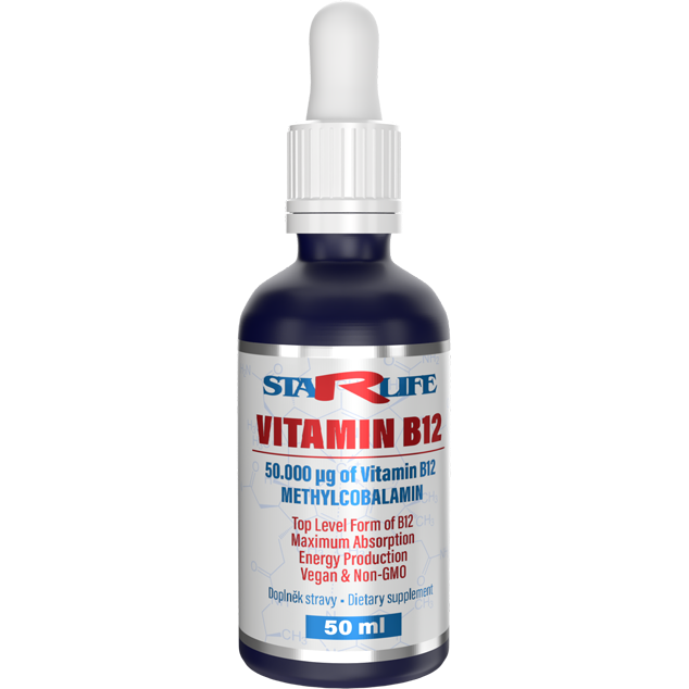 VITAMIN B12, 50 ml – koncentrované balení vitamínu B12 pro energii a metabolismus.