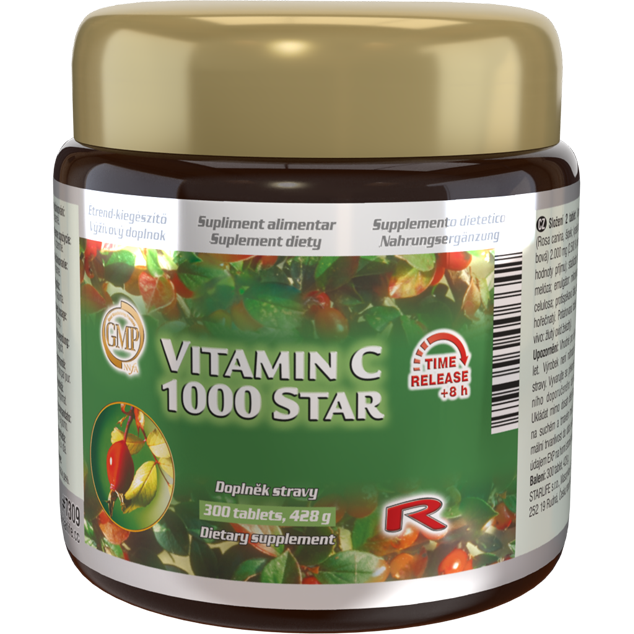 VITAMIN C 1000 STAR, 300 tablet – výhodné rodinné balení silného vitamínu C.