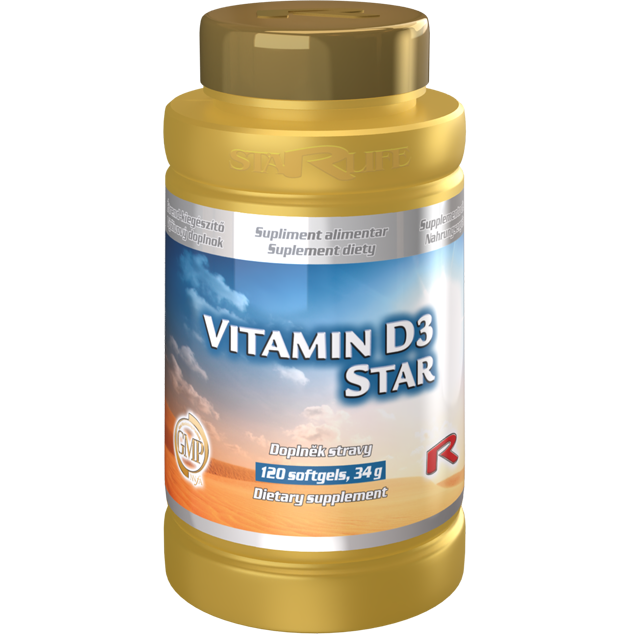 VITAMIN D3 STAR, 120 kapslí – vitamín D3 pro správnou funkci svalů a imunity.