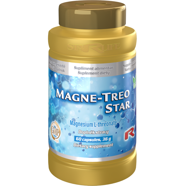 MAGNE-TREO STAR, 60 kapslí – magnesium L-threonát pro podporu kognitivních funkcí a paměti.